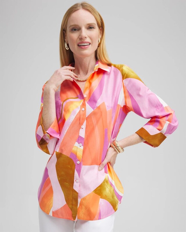 No Iron Stretch Abstract Mix Shirt